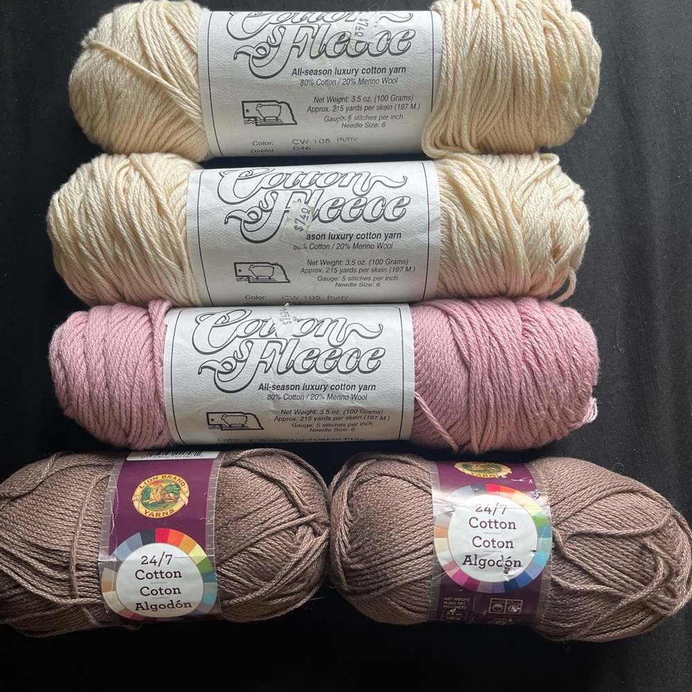 Yarn Bundle - Cream, Pink, and Brown